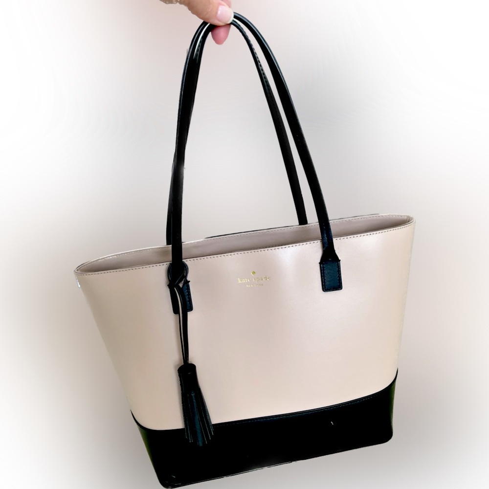 Kate Spade blush and black color block tote bag